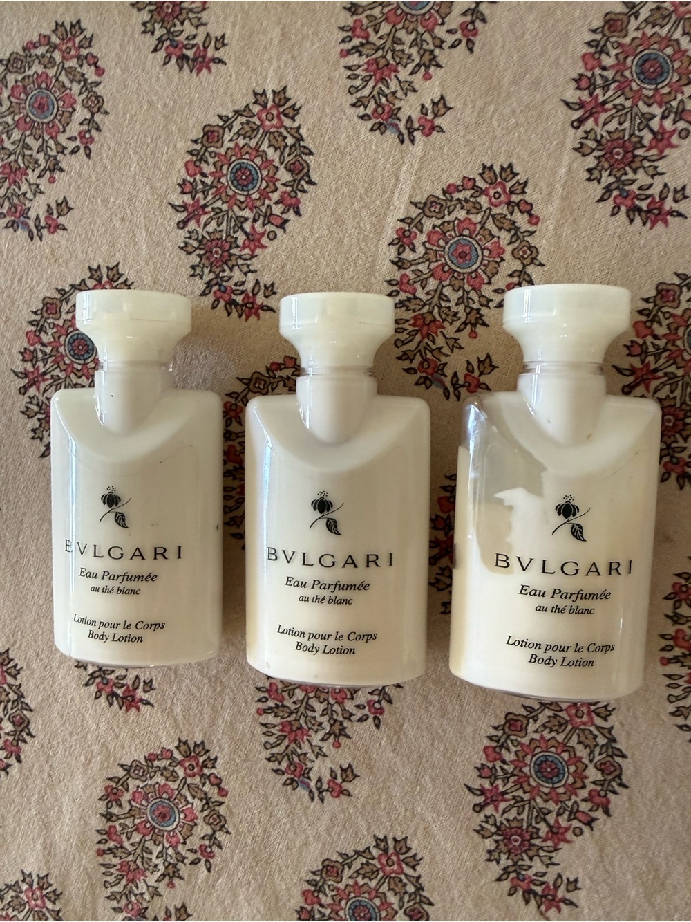 Bulgari Lotion Eau Parfumee au Te Blanc (white tea) Travel Size x3.